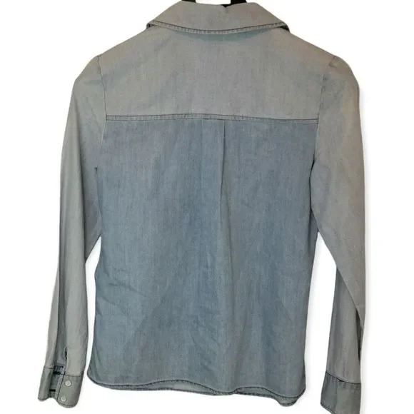 Kensie Chambray Jean Shirt Size Small - Picture 2 of 4